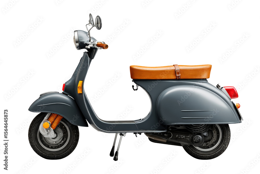 Classic Italian-inspired scooter with compact frame and retro look, isolated on a Transparent background, PNG file. Classic Italian-inspired scooter with compact frame and retro look, isolated on a Transparent background, PNG file.