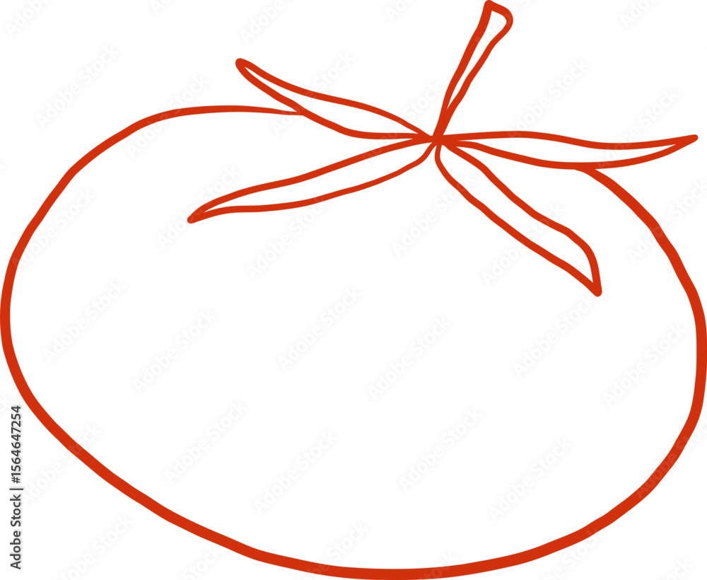 Fototapeta premium Line Art Tomato With Extended Stem Shape