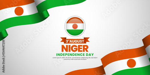 Niger flag for independence day banner background with blank space area