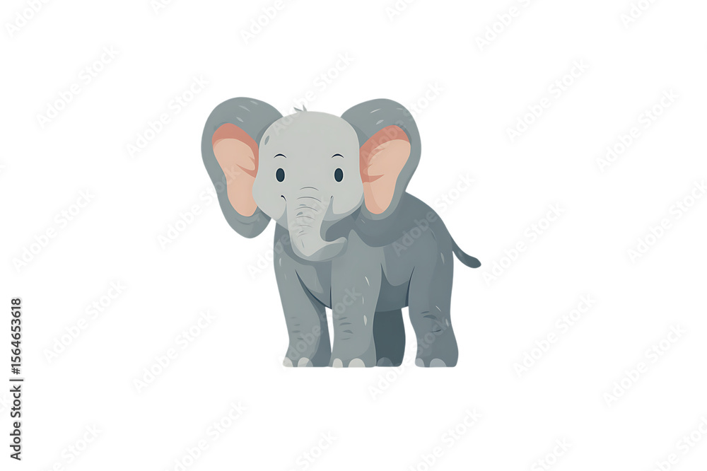 Naklejka premium A Charming Illustration of a Baby Elephant, Gentle and Playful Isolated on transparent background, cutout
