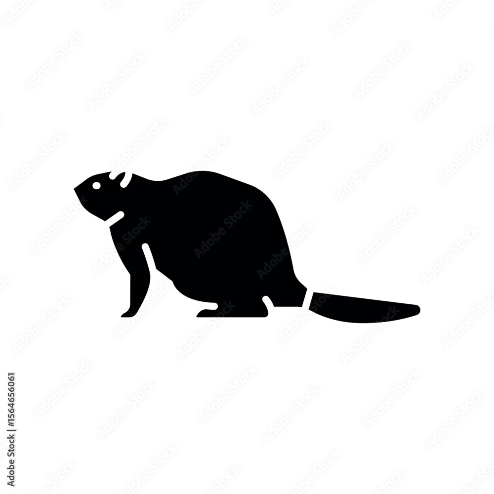 Obraz premium american beaver black flat icon for digital and print projects. North american animals.