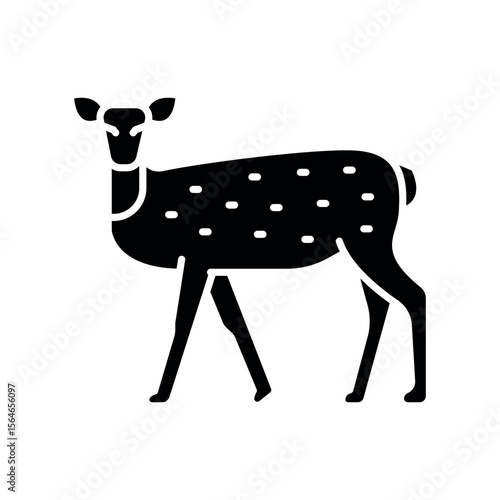 white tailed deer black flat icon for digital and print projects. North american animals.