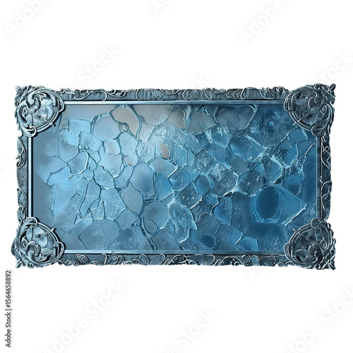 Luxury ice textbox with clear arctic glass, silver border and ice rune patterns