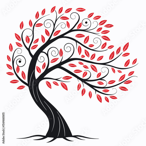 Modern abstract spiral tree vector icon, harmonious flow, ideal for spiritual concepts and growth metaphors