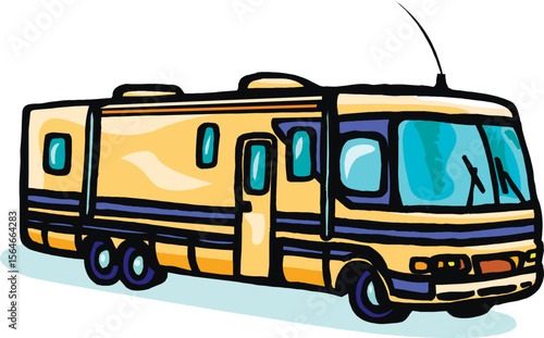 RV, travel trailer, camper, motor home, line art, black and white, illustration, recreational vehicle, fifth wheel, van camper, vintage2