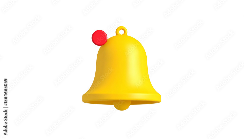 Notification bell icon in 3D style with red dot alert isolated on solid white background Png Notification bell icon in 3D style with red dot alert isolated on solid white background Png