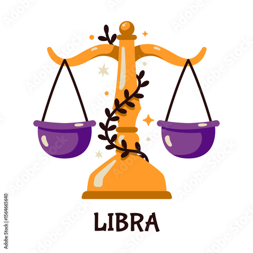 Libra Zodiac Sign With Balanced Scales Illustration
