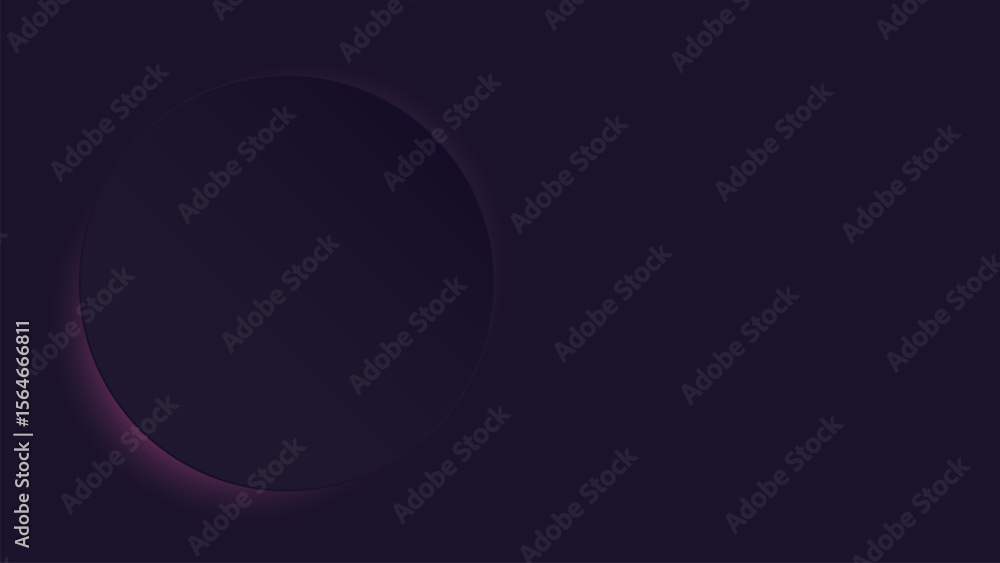 Obraz premium 3D purple circle plate have a faint pink light glow underneath on the left of purple background graphic illustration.