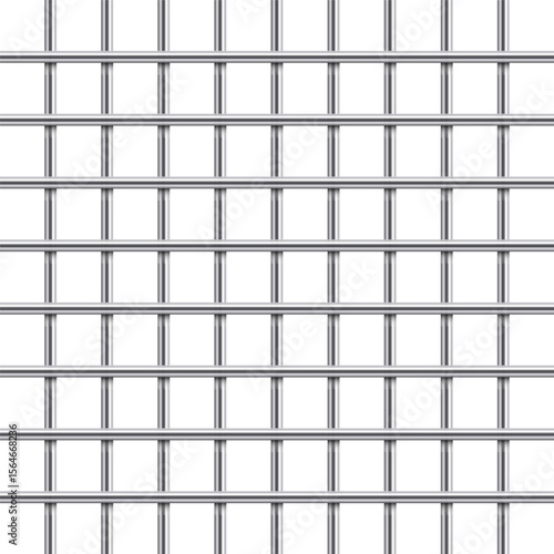 The image showcases a repeating pattern of a silver metal grid.  The symmetrical arrangement forms numerous square openings, highlighted by the contrast of the metal against the plain background.