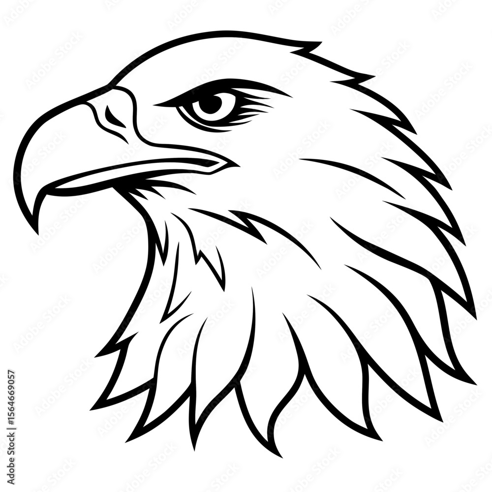 Fototapeta premium Eagle Head Vector Logo Design Fierce Black & White Tribal Tattoo Style Powerful Hawk Falcon Mascot Icon for Military, Sports Team, Brand Identity