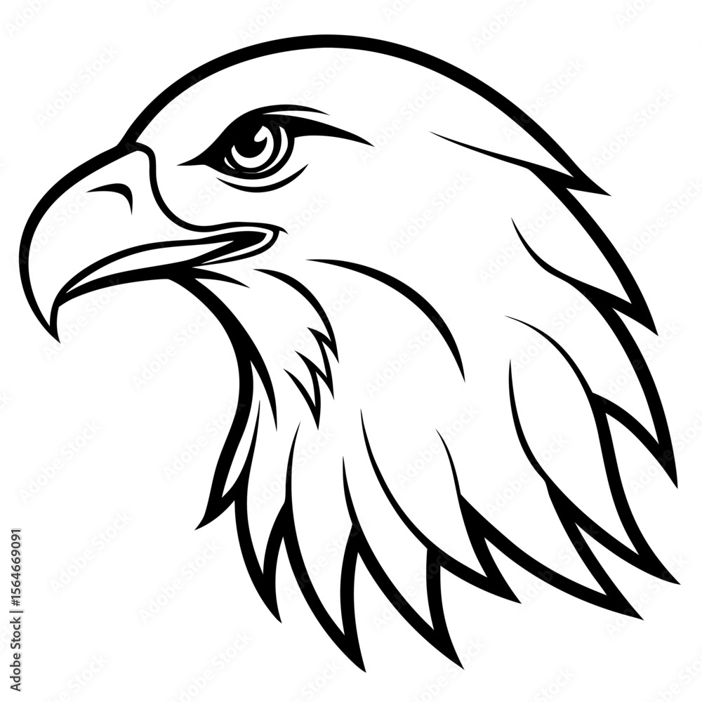 Obraz premium Eagle Head Vector Logo Design Fierce Black & White Tribal Tattoo Style Powerful Hawk Falcon Mascot Icon for Military, Sports Team, Brand Identity