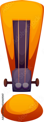 Cartoon musical font exclamation mark as a stringed music instrument, resembling a violin or double bass grief. Vector punctuation sign or glyph, entertainment funny type, alphabet, abc character