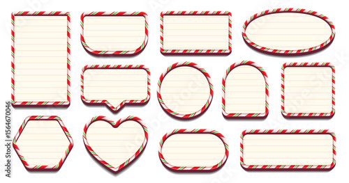 Candy cane frame vector template set different shape isolated on background for party poster, banner advertising, promotion and sale billboard, cinema, bar show or restaurant. 10 eps