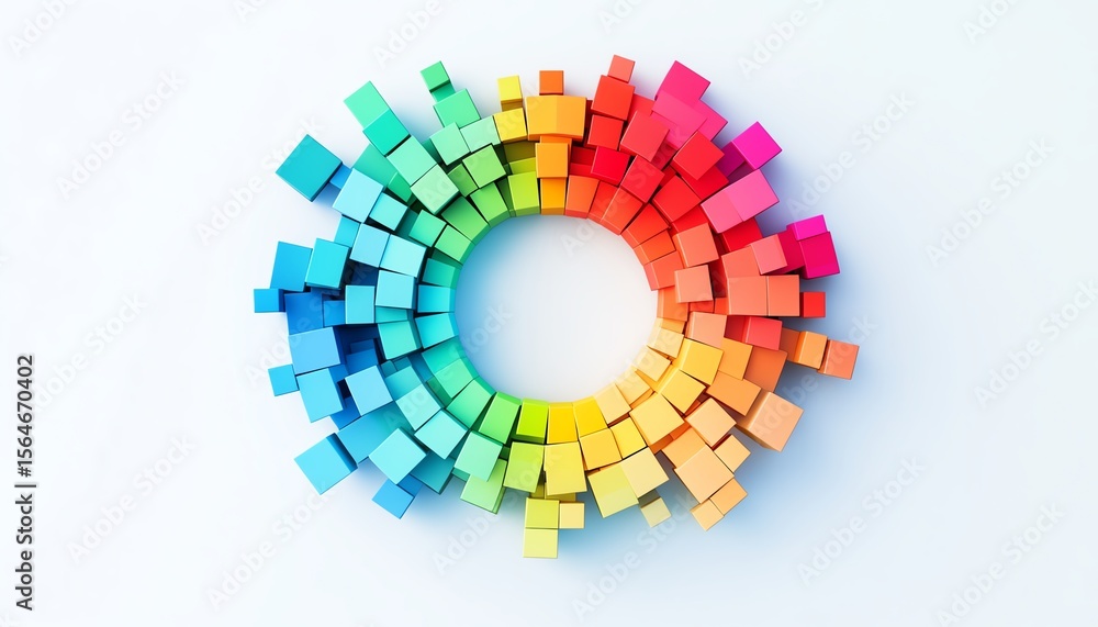 Fototapeta premium Colorful geometric blocks arranged in a circle.