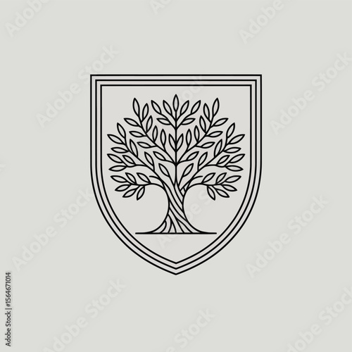 Ornate Olive Tree Design in Shield Shape