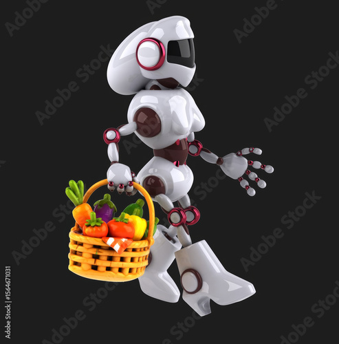 Fun 3D cartoon robot with vegetables