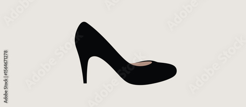 Stylish Black Womens High Heel Shoe Illustration