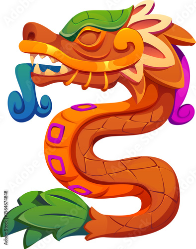 Aztec, Inca or Maya Mexican game icon for asset and GUI element, cartoon vector. Aztec civilization, Inca tribe or Maya totem animal of tribal serpent or dragon snake for ancient mystery game asset