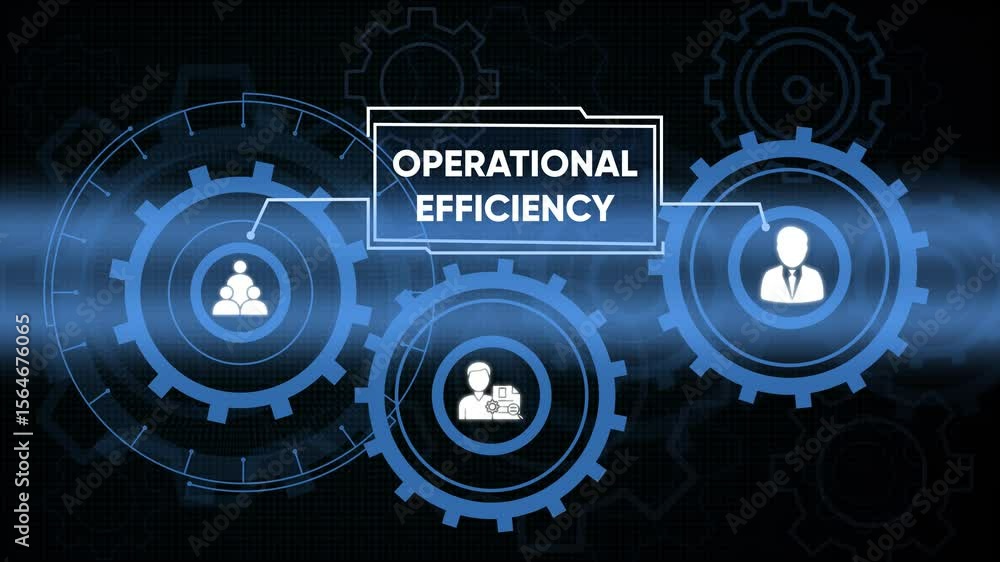 Modern operational efficiency concept represented with gears and business icons