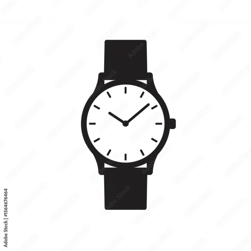 A minimalist timepiece graphic featuring a classic wrist watch design, suitable for icon usage, logo creation, or time management applications. A minimalist timepiece graphic featuring a classic wrist watch design, suitable for icon usage, logo creation, or time management applications.