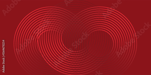 Collection of red concentric circles. Collection of radial sound wave or sonar rings. Pack of radar icon symbols, targets, dashed lines, halftones.vector