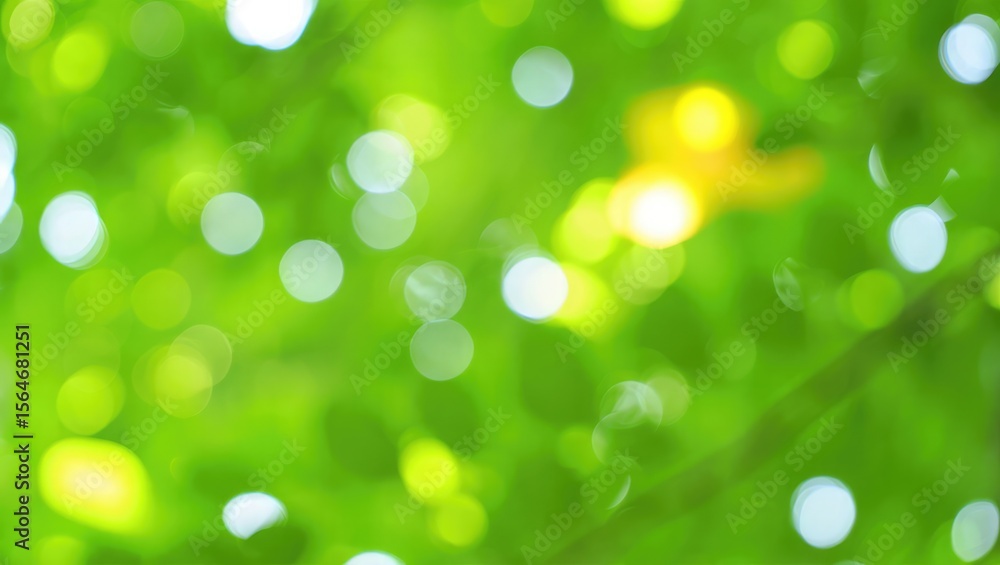 Obraz premium Green bokeh background with bright light spots nature