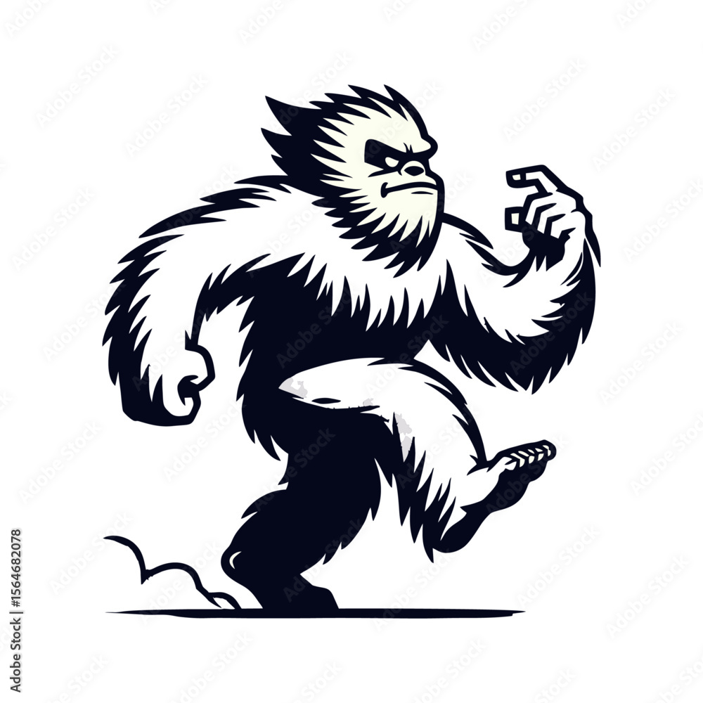 Naklejka premium Yeti Cartoon retro logo icon design illustration