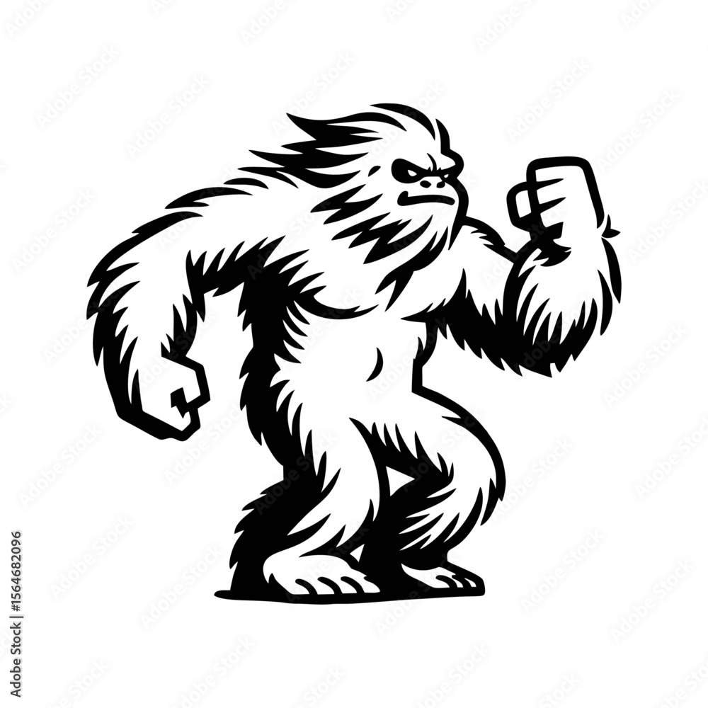 Fototapeta premium Yeti Cartoon retro logo icon design illustration