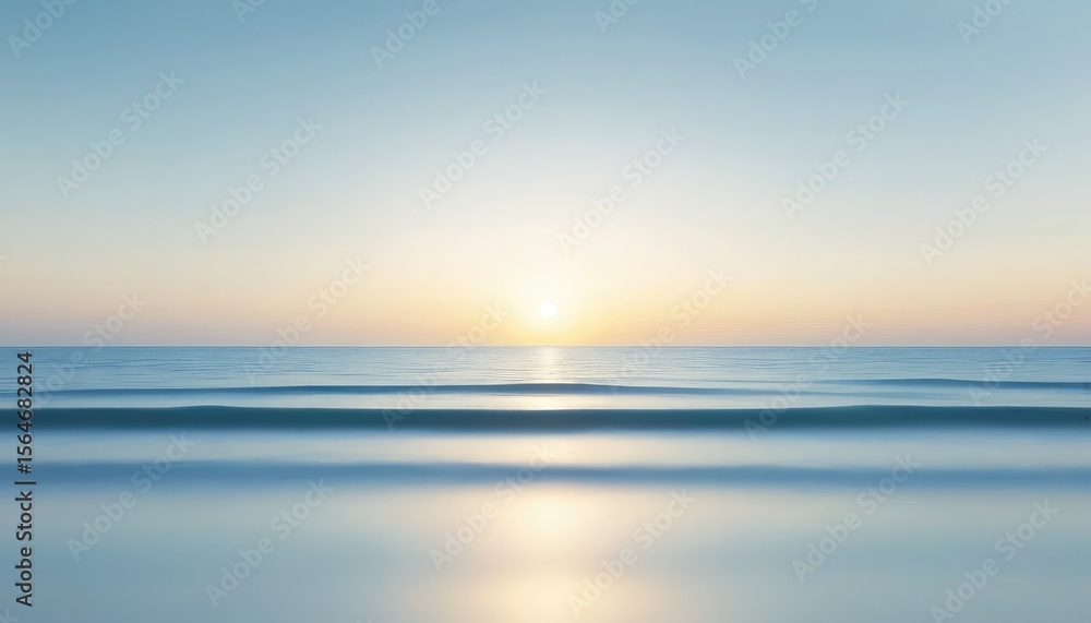 Fototapeta premium Ocean horizon with gentle waves at sunrise water