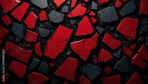 Shattered Red and Gray Fragments abstract background