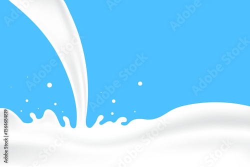 Milk pouring forms waves or ripples, a design element for a yogurt advertisement