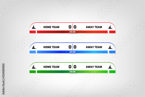 TV banner vector banner template in three versions for broadcasting the match and keeping score