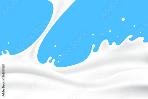 Milk pouring forms waves or ripples, a design element for a yogurt advertisement