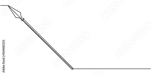 Spear outline continuous one line drawing, Monochrome woodcut illustration of a Cirit Javelin, ancient comb, spear icon illustration