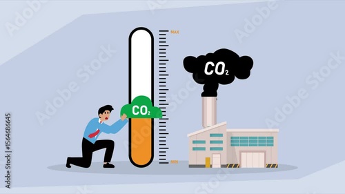Reducing CO2 Emissions from Factory cartoon animation