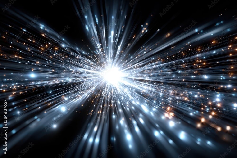 Naklejka premium Vibrant explosion of light and energy in a cosmic setting during a deep-space event