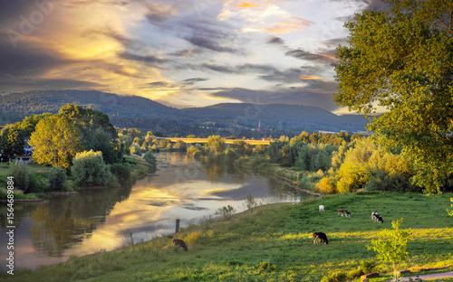 Weserlandschaft Abendstimmung Rinteln