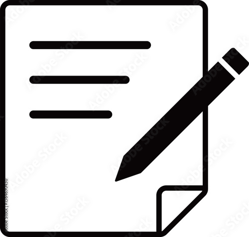 紙とペンのアイコン　モノトーン