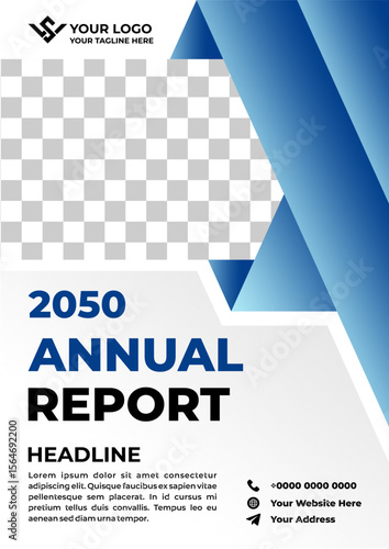 Abstract blue gradation annual report cover design