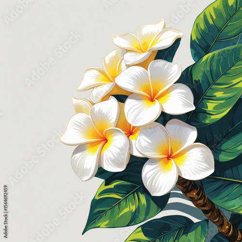 frangipani flower on green background