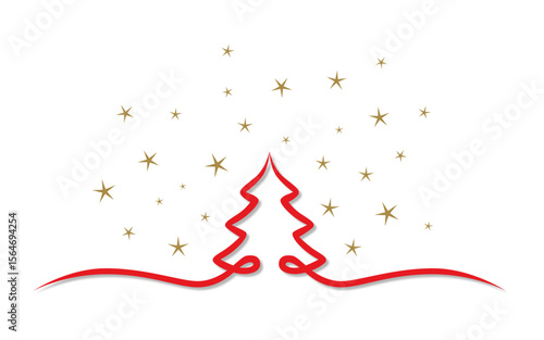 Roter Weihnachtsbaum mit goldenen Sternen