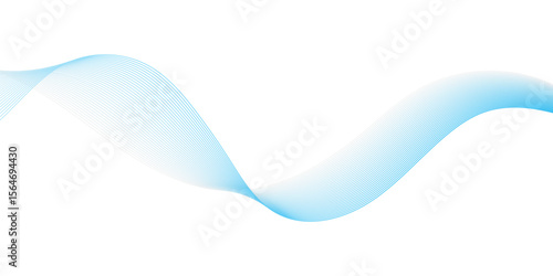 "A graceful, soft blue ribbon-like wave subtly curves across a clean white background, conveying a sense of gentle motion and serene simplicity."
