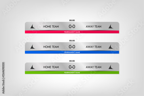 vector tv banner template for sports broadcast game silver nameplate with color stripe