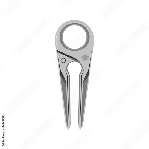Vector illustration of a metal tool for repairing potholes with two prongs, isolated on a transparent background
