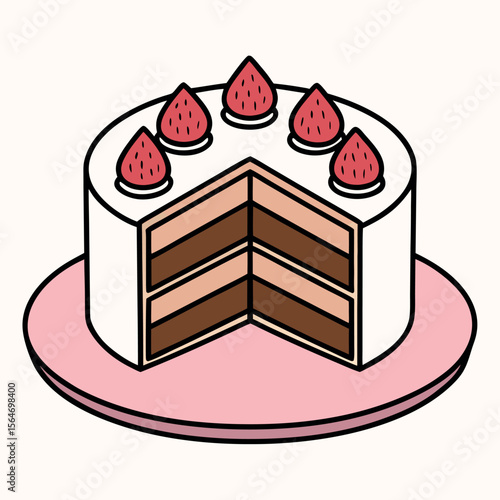 Strawberry layered cake with chocolate dessert sweet