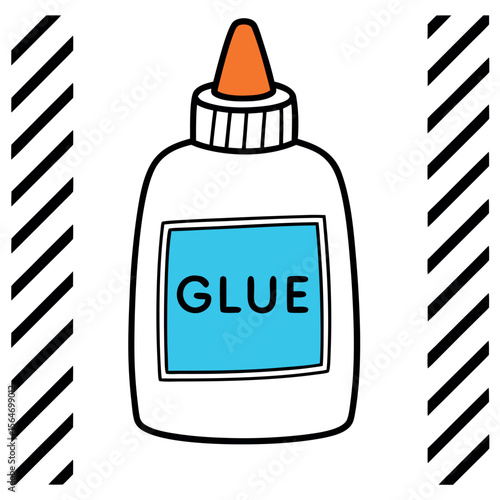 White glue bottle with orange cap and blue label vector