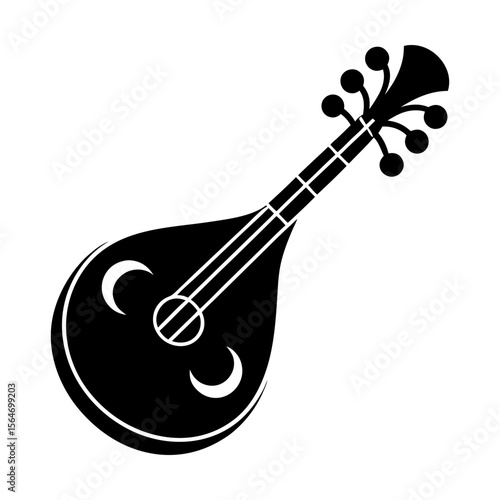 Stringed instrument lute vector mandolin musical art graphic silhouette