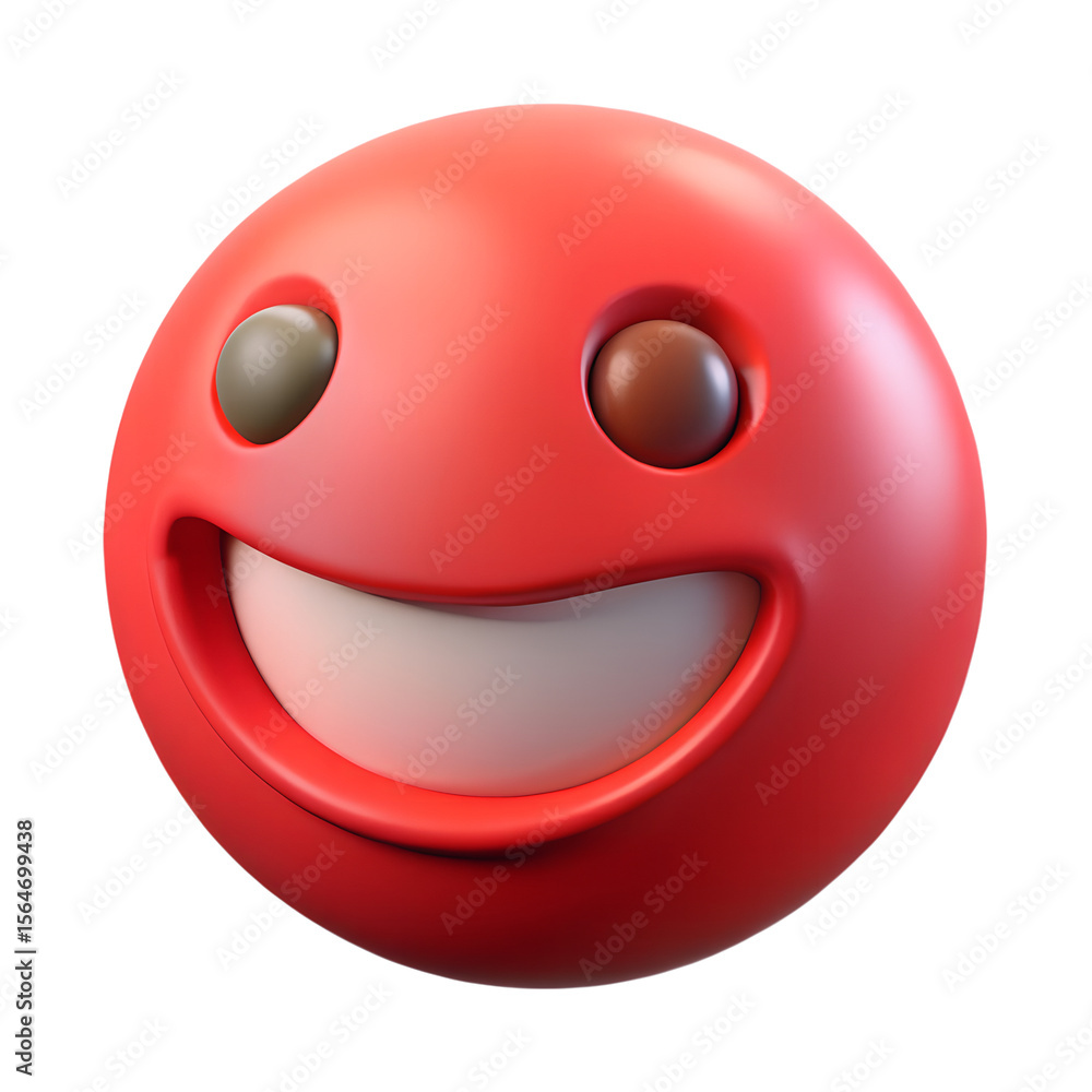 Fototapeta premium 3D Plastic Red Emoji Smile Icon