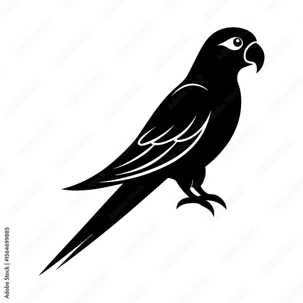 Fototapeta premium Parrot tropical avian vector illustration exotic animal art silhouette