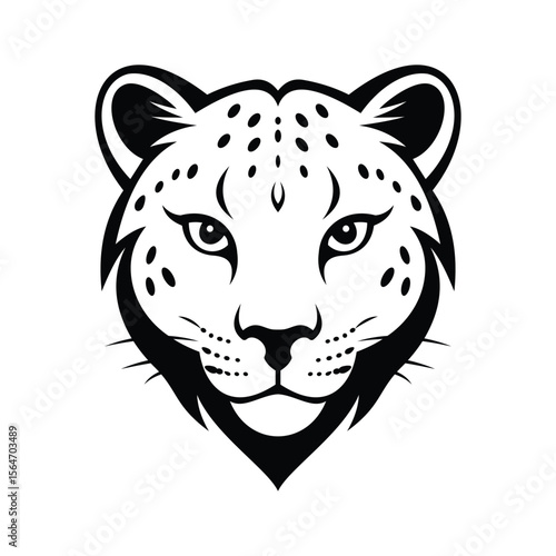 A focused glyph icon of snow leopard face